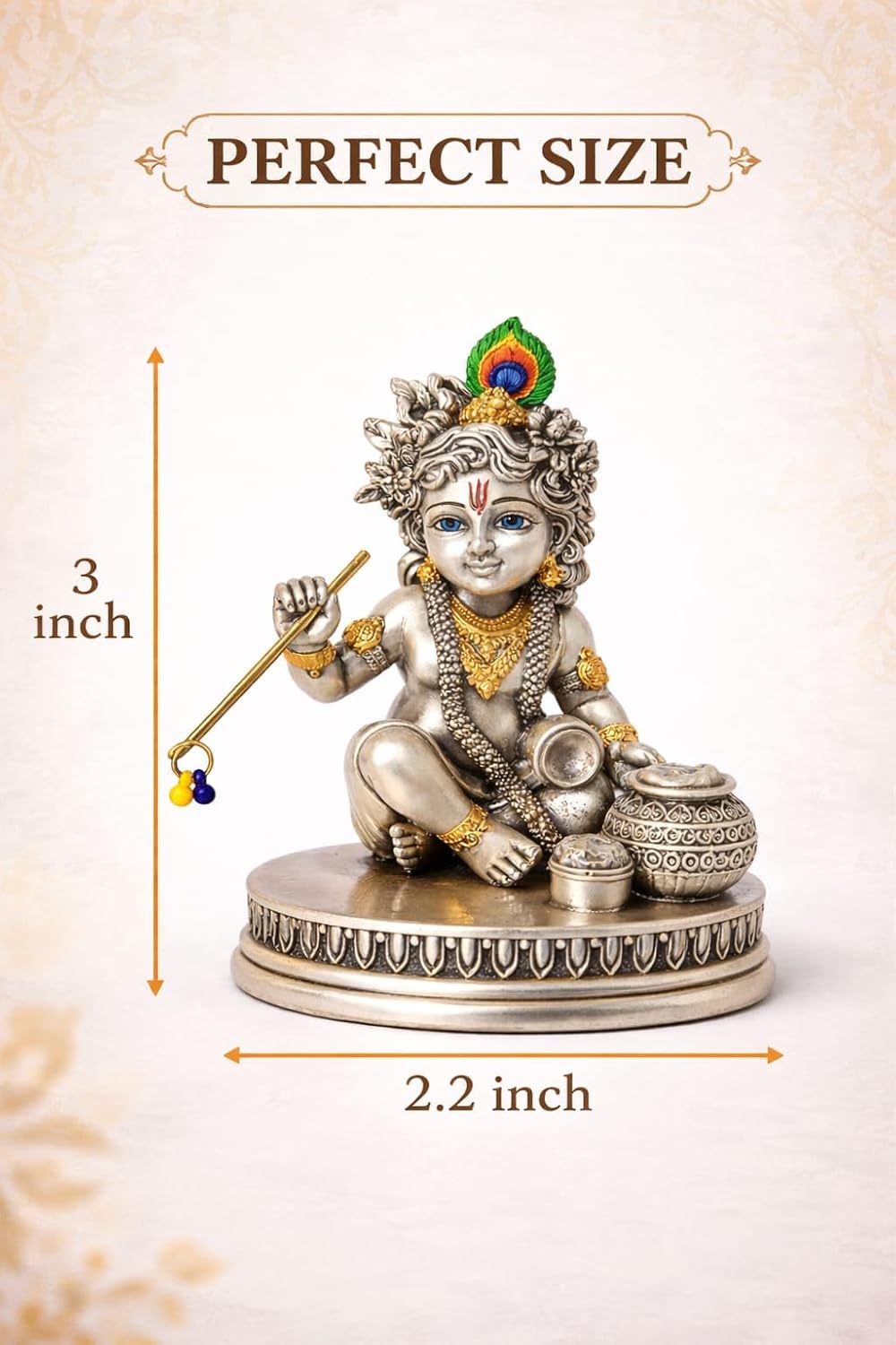 Laddu Gopal Murti - 999 Silver Plated Bal Krishna Idol for Home Temple & Pooja Room - Ideal for Janmashtami, Housewarming