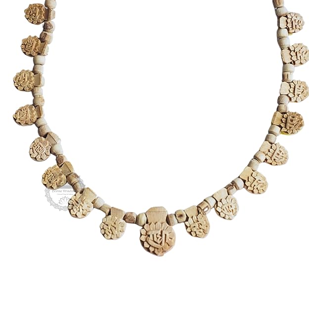 Designer Tulsi Kanthi Mala Handmade From Vrindavan Tulsi Wood Detailed carved