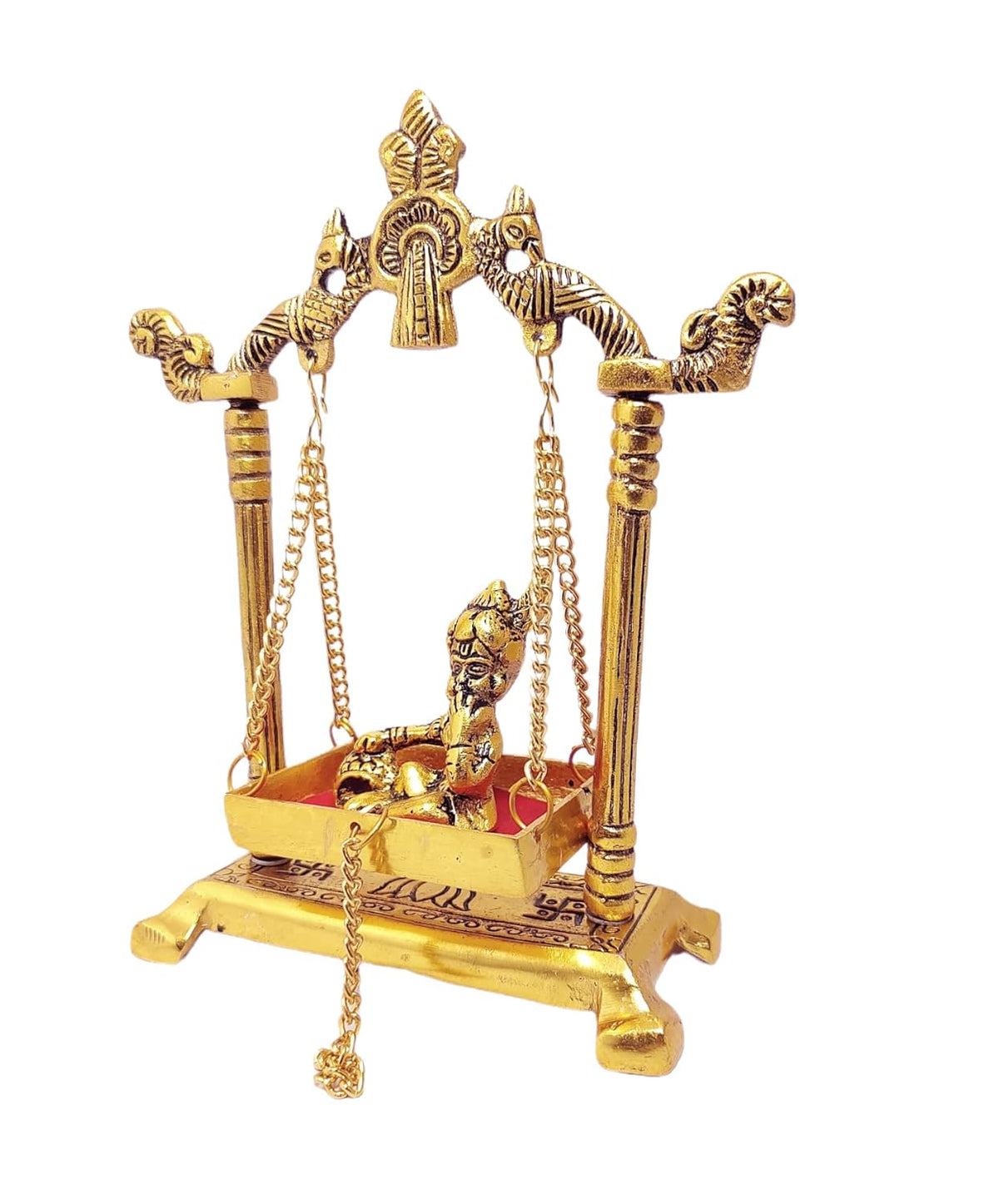 Gopal on Jhulla Palana Metal Statue Gold Plated Decor Your Home,Office Metal Krishna Murti,Showpiece Figurines,Religious Idol Gift