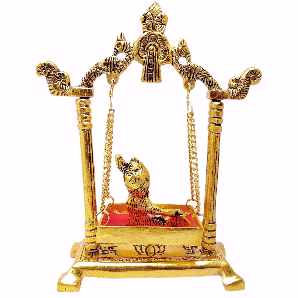Gopal on Jhulla Palana Metal Statue Gold Plated Decor Your Home,Office Metal Krishna Murti,Showpiece Figurines,Religious Idol Gift