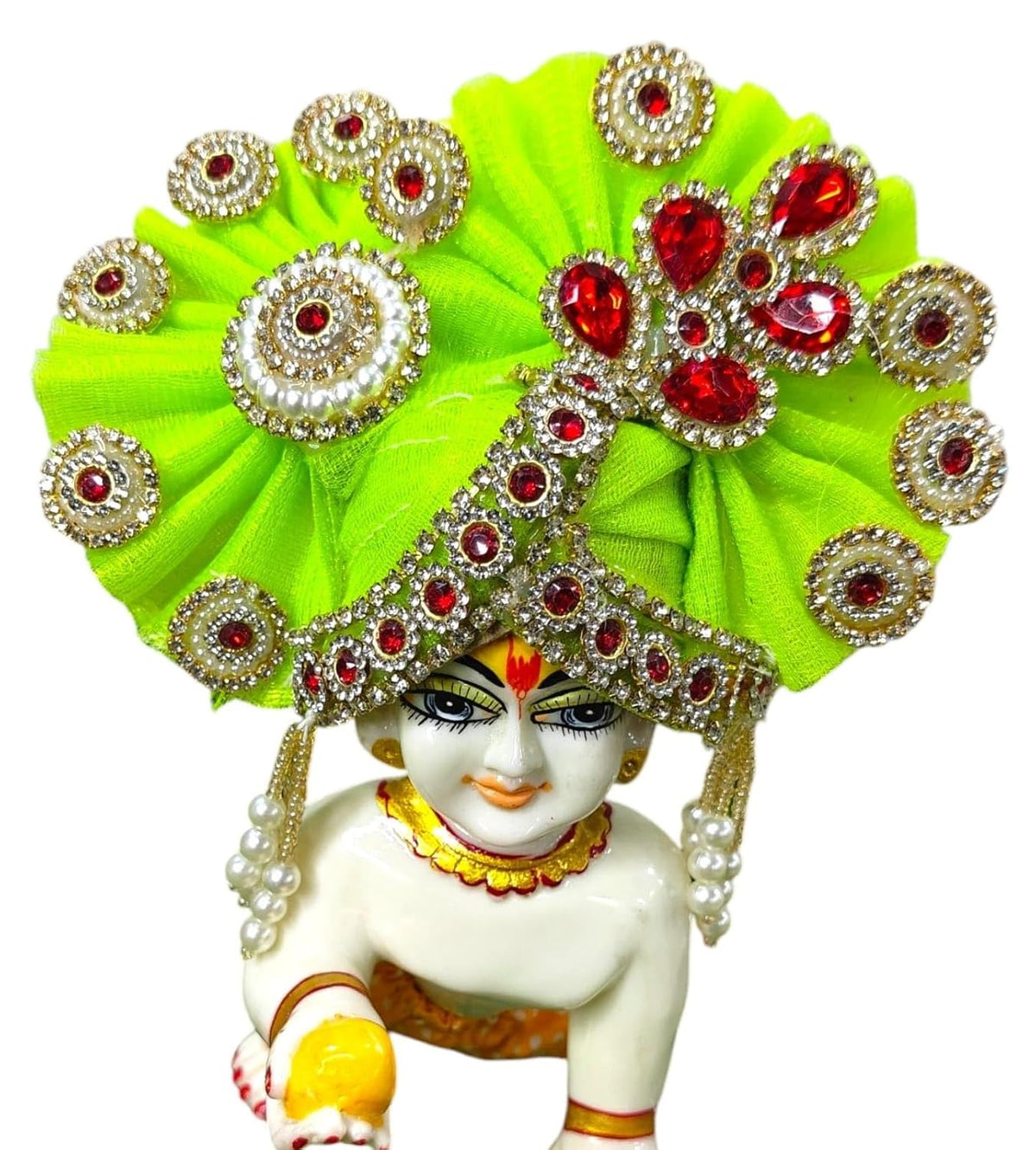 Premium Laddu Gopal Dress with Matching Pagdi | Festive Janmashtami Special Designer Poshak for Kanha Ji/Bal Gopal/Thakur Ji (Green, Size 5)