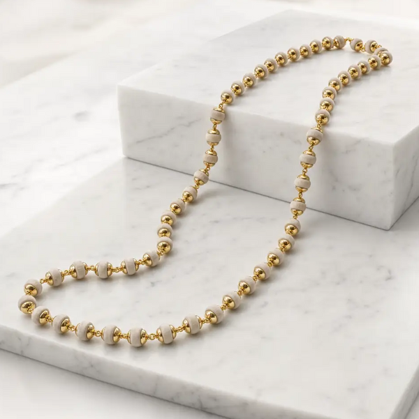 Gold-Plated Tulsi Mala – 60 Beads, 5-6 mm, Peace & Protection