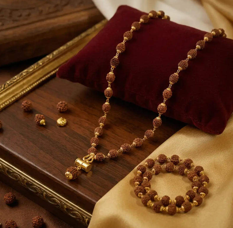 Original 5 Mukhi Rudraksha Mala – 33 Beads, 8 mm, Blessed in Kashi