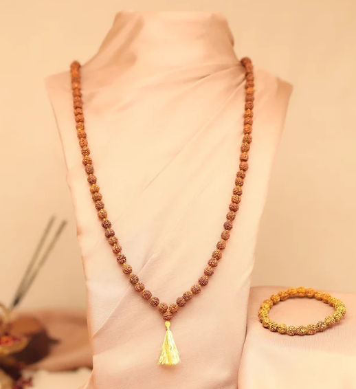 108 Beads 5 Mukhi Rudraksha Mala & Bracelet Combo